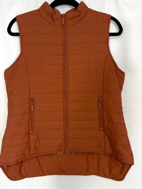 Relativity Orange Quilted Puffer Vest - Zip Front